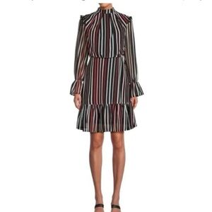 Area Stars Striped Mock Turtleneck Dress Size L